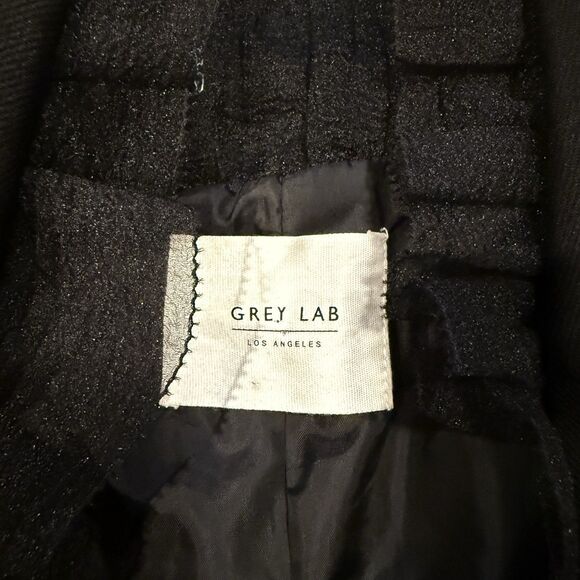 Grey Lab Black Blazer Jacket Ruffle Collar Single Button Size Small Office Work - Picture 9 of 11